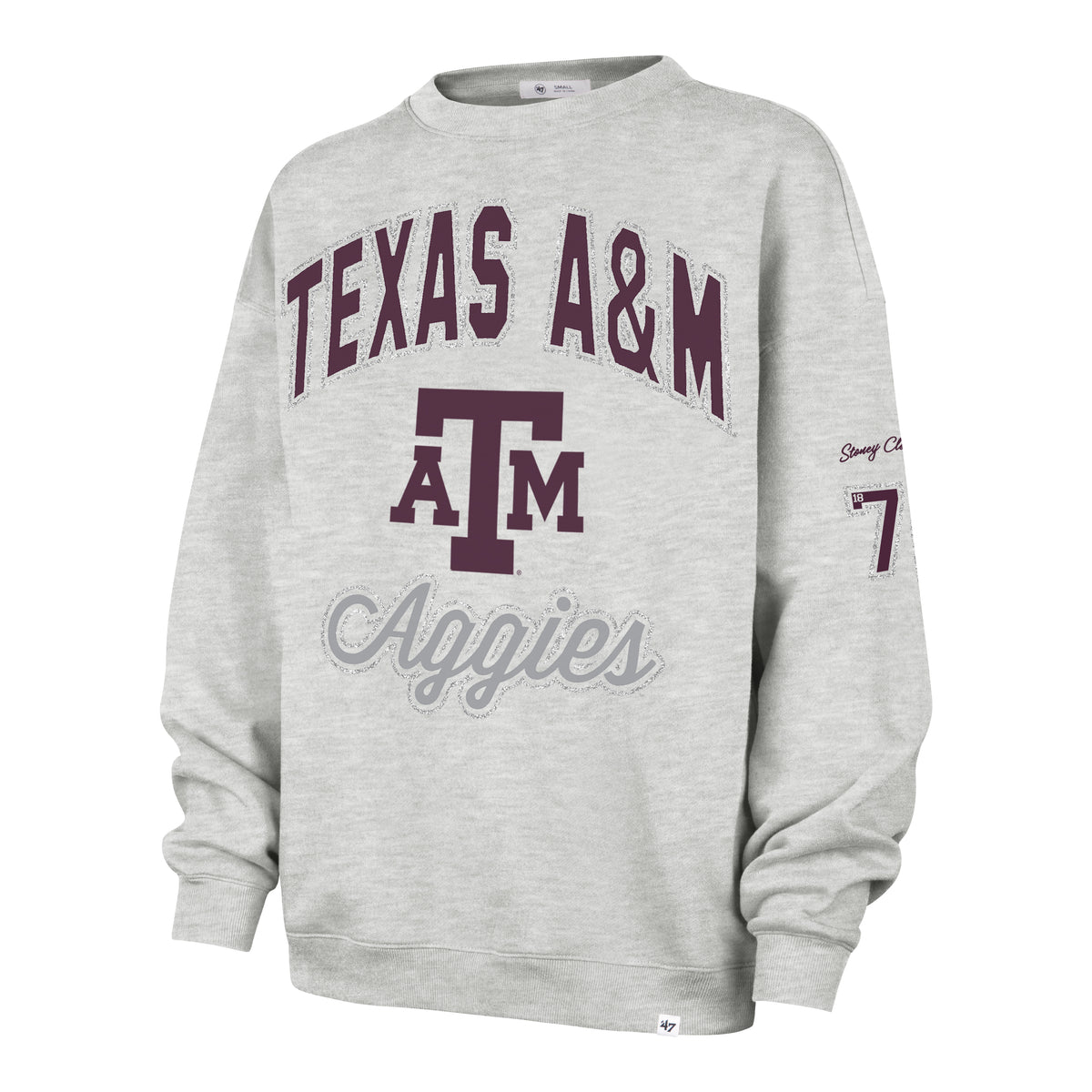 TEXAS A&M AGGIES STONEY CLOVER LANE X '47 OVERSIZED GLITTER ARCH CREW WOMENS