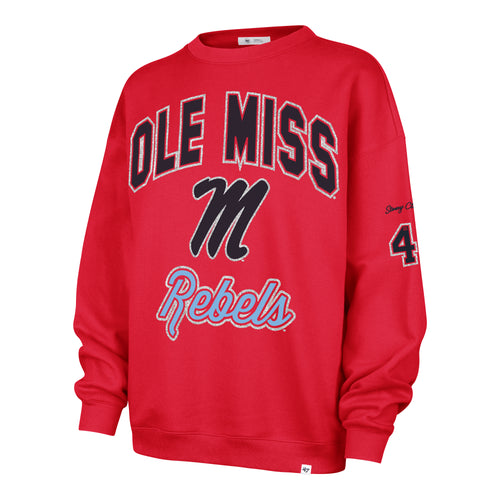 MISSISSIPPI REBELS STONEY CLOVER LANE X '47 OVERSIZED GLITTER ARCH CREW WOMENS