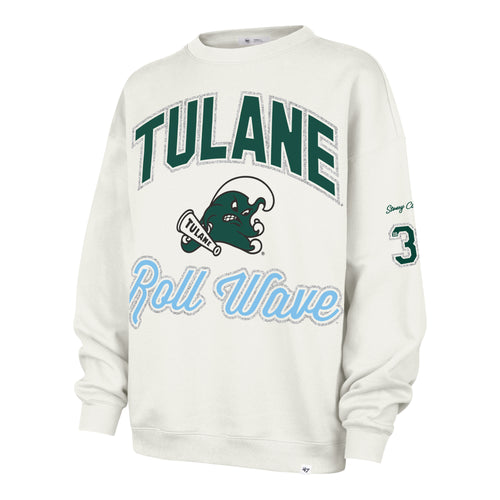 TULANE GREEN WAVE STONEY CLOVER LANE X '47 OVERSIZED GLITTER ARCH CREW WOMENS