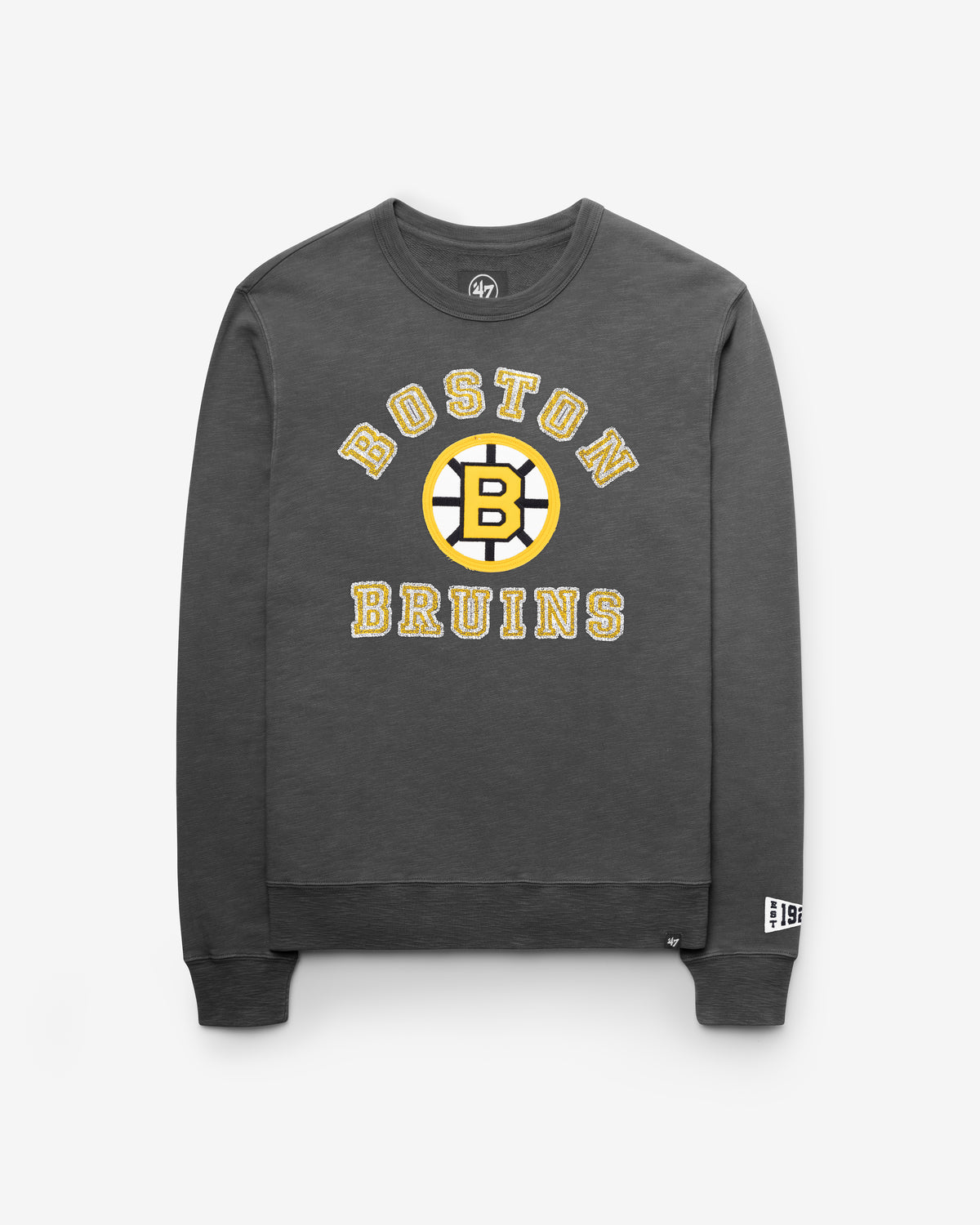 BOSTON BRUINS VINTAGE CALDERWOOD WELL WORN '47 FRENCH TERRY CREW