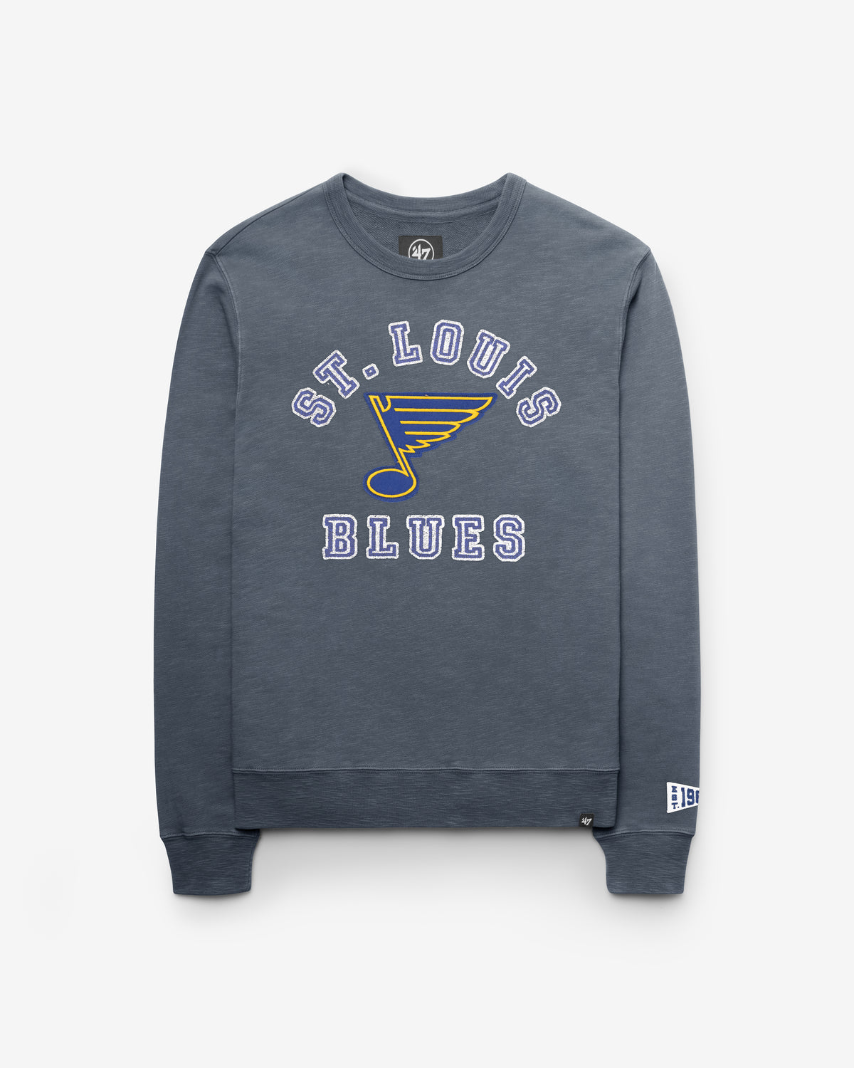 ST LOUIS BLUES VINTAGE CALDERWOOD WELL WORN '47 FRENCH TERRY CREW