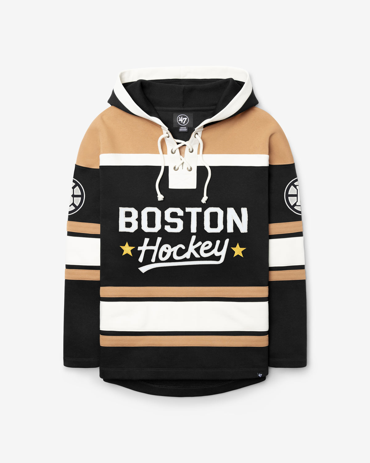BOSTON BRUINS BLOCK SCRIPT SUPERIOR '47 LACER HOOD