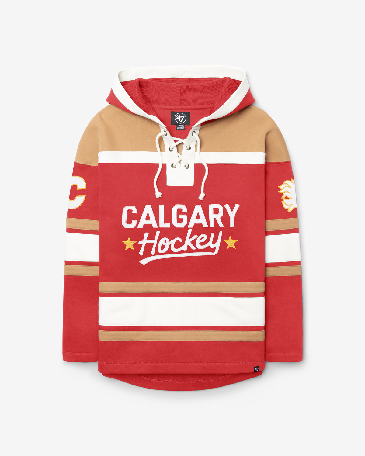 CALGARY FLAMES BLOCK SCRIPT SUPERIOR '47 LACER HOOD