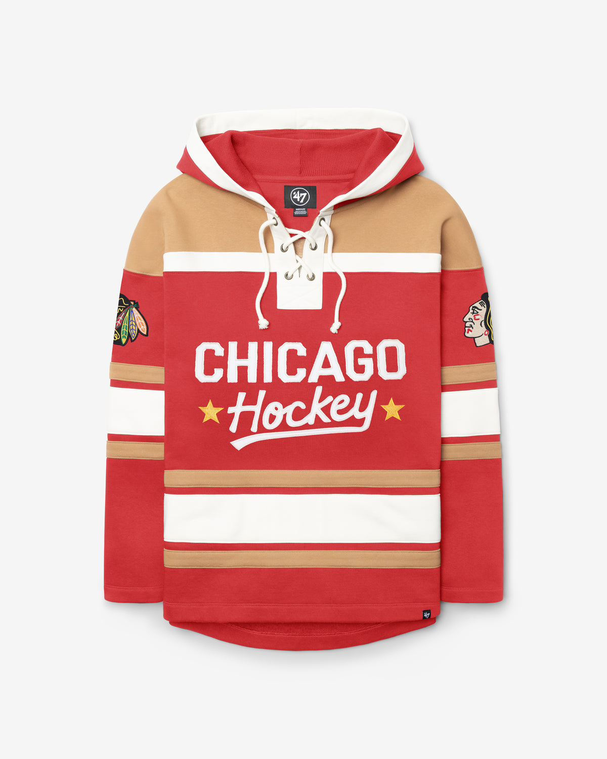 CHICAGO BLACKHAWKS BLOCK SCRIPT SUPERIOR '47 LACER HOOD