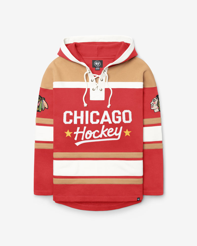 CHICAGO BLACKHAWKS BLOCK SCRIPT SUPERIOR '47 LACER HOOD