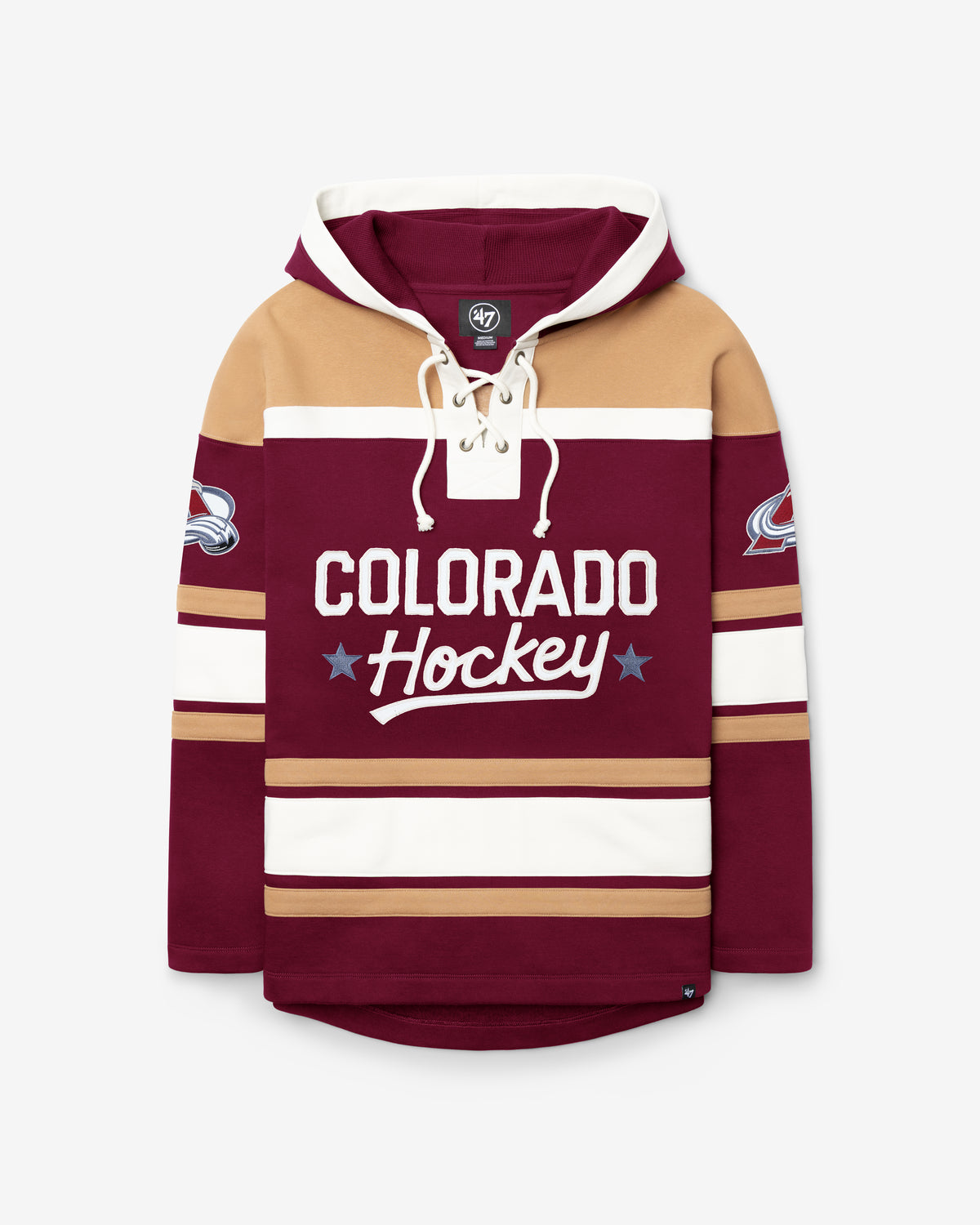 COLORADO AVALANCHE BLOCK SCRIPT SUPERIOR '47 LACER HOOD