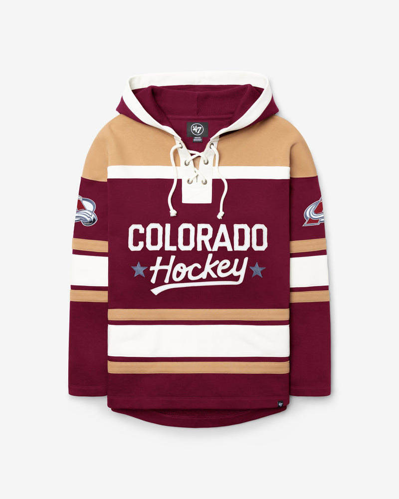 COLORADO AVALANCHE BLOCK SCRIPT SUPERIOR '47 LACER HOOD