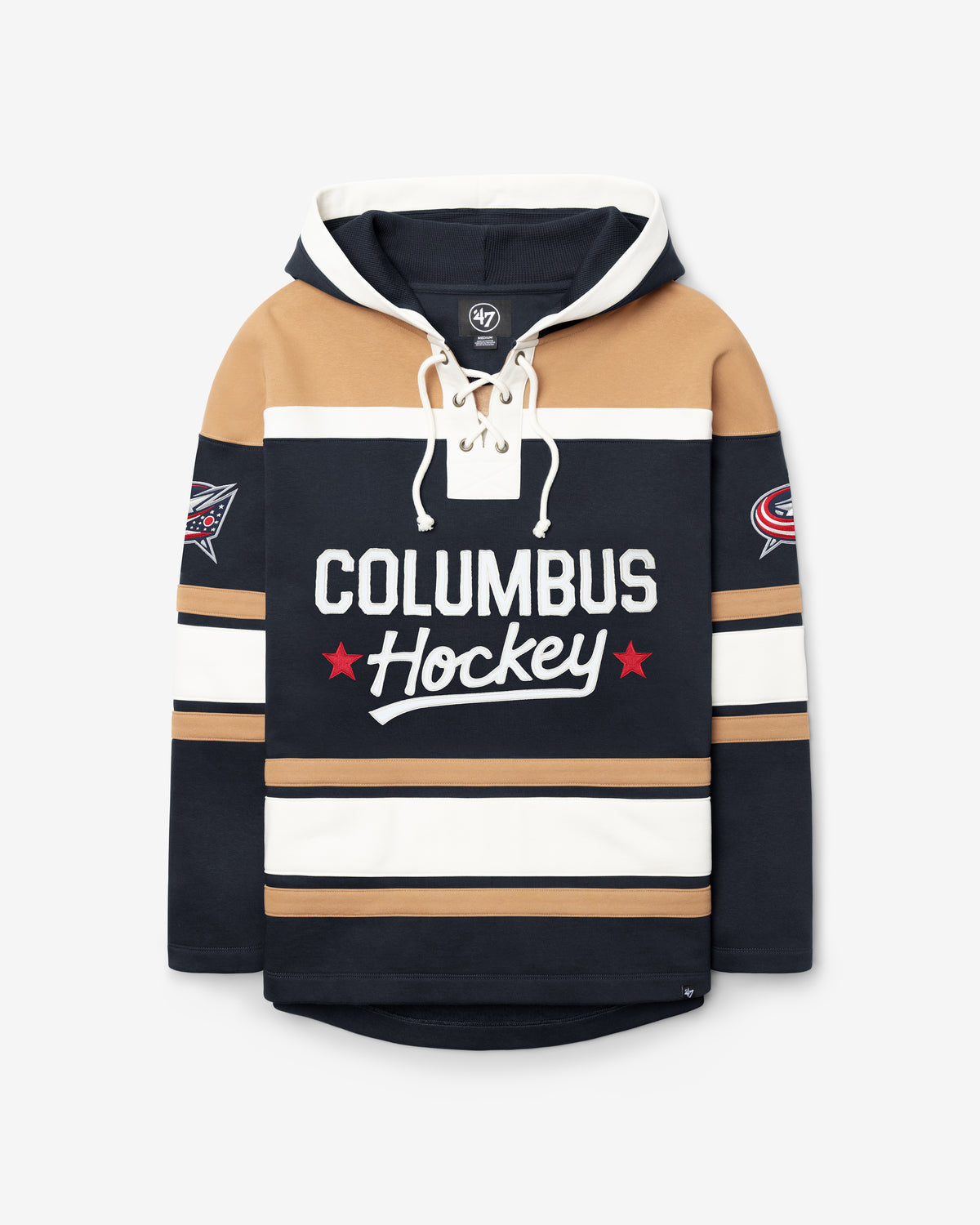 COLUMBUS BLUE JACKETS BLOCK SCRIPT SUPERIOR '47 LACER HOOD