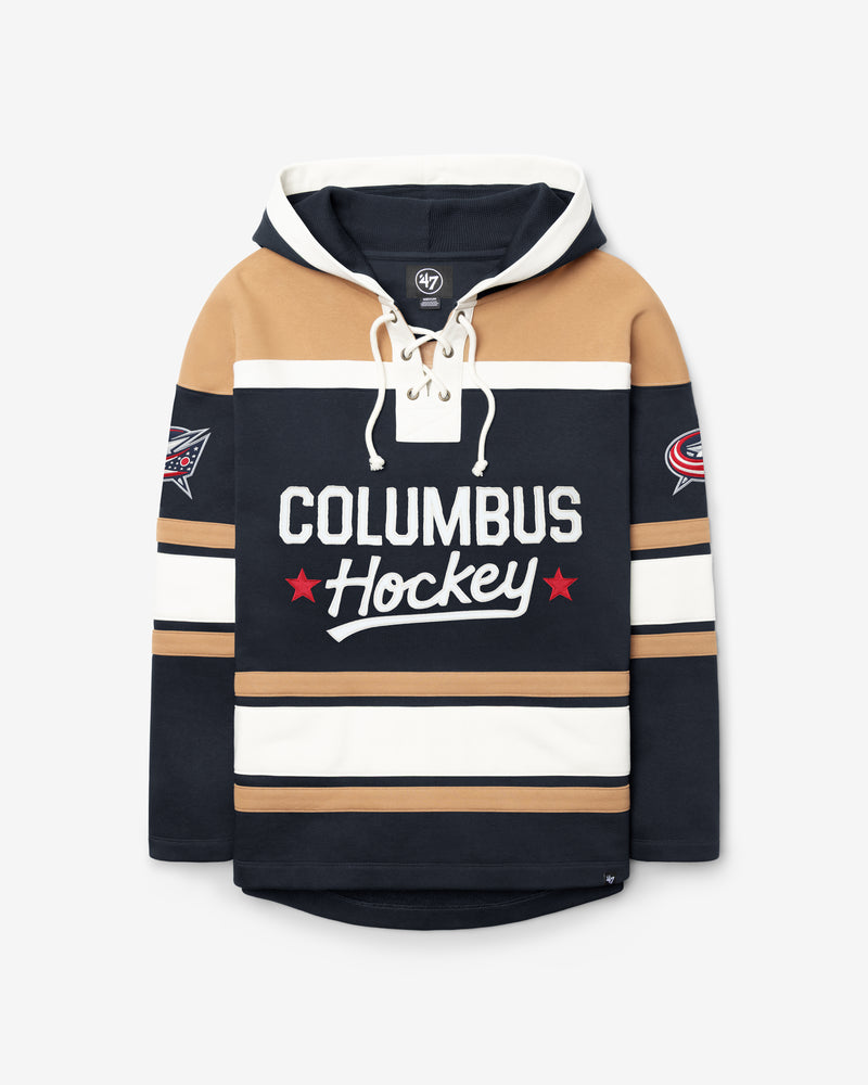 COLUMBUS BLUE JACKETS BLOCK SCRIPT SUPERIOR '47 LACER HOOD