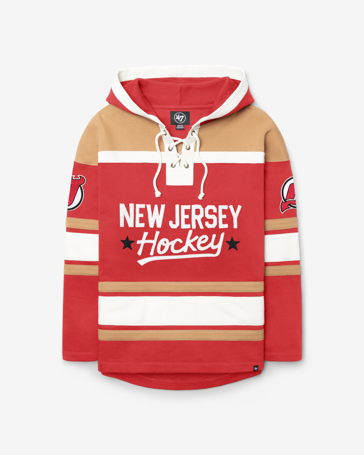 NEW JERSEY DEVILS BLOCK SCRIPT SUPERIOR '47 LACER HOOD