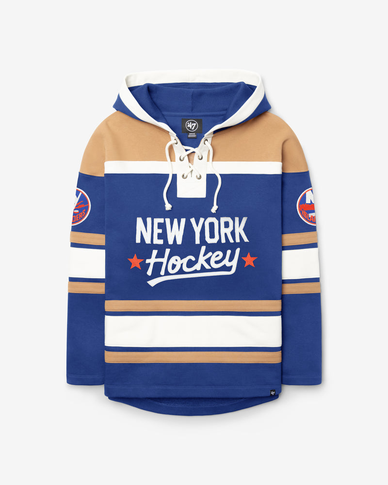 NEW YORK ISLANDERS BLOCK SCRIPT SUPERIOR '47 LACER HOOD