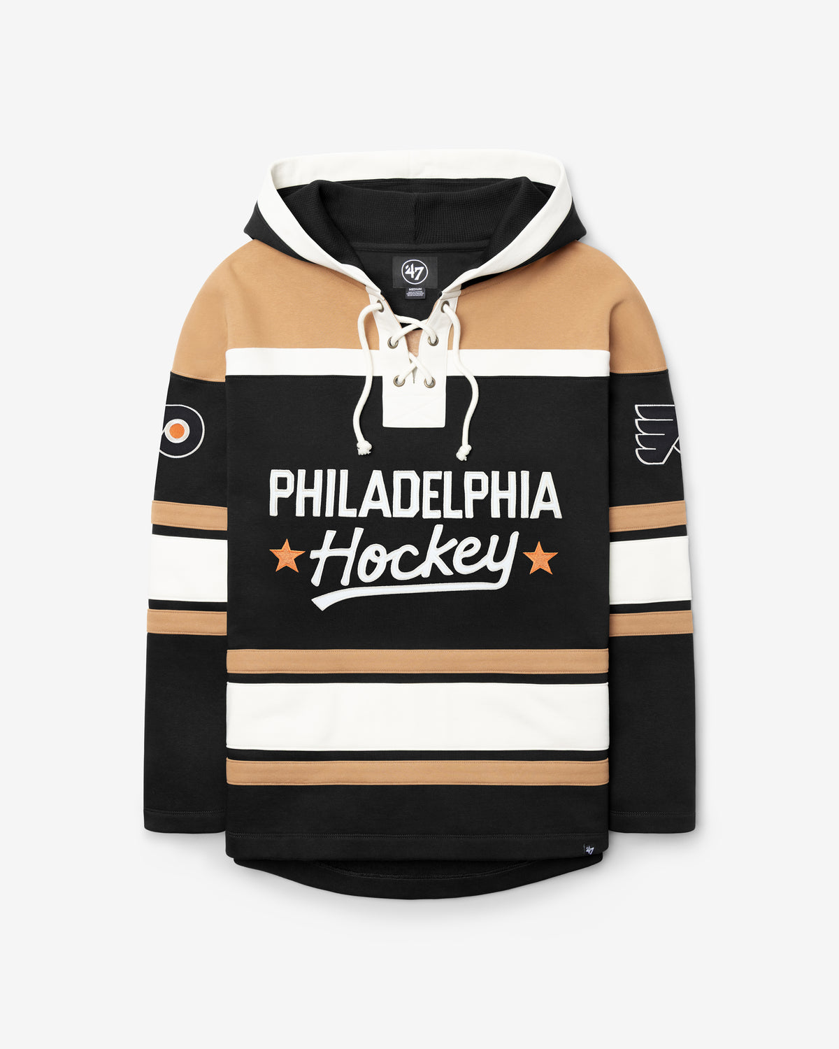 PHILADELPHIA FLYERS BLOCK SCRIPT SUPERIOR '47 LACER HOOD