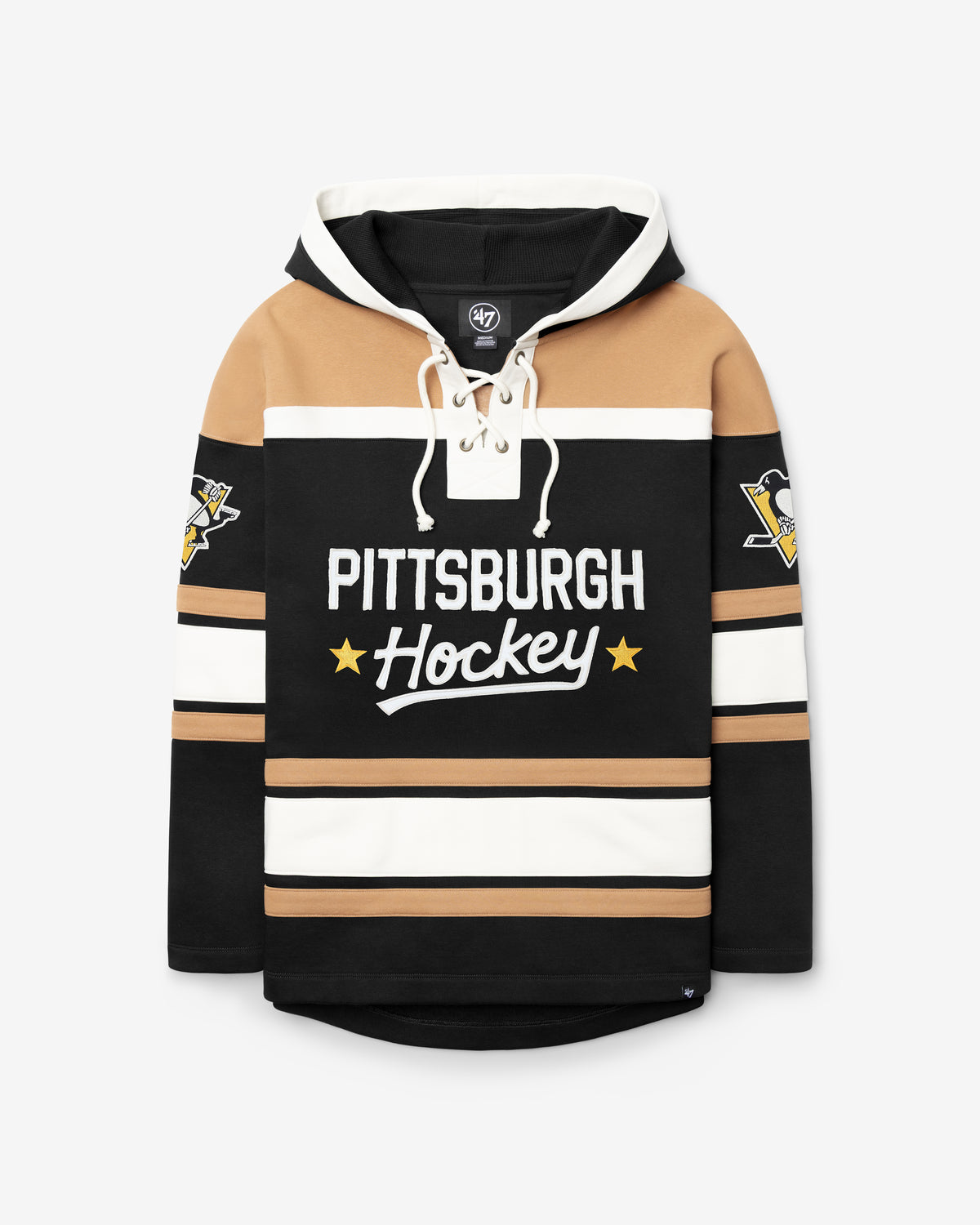 PITTSBURGH PENGUINS BLOCK SCRIPT SUPERIOR '47 LACER HOOD