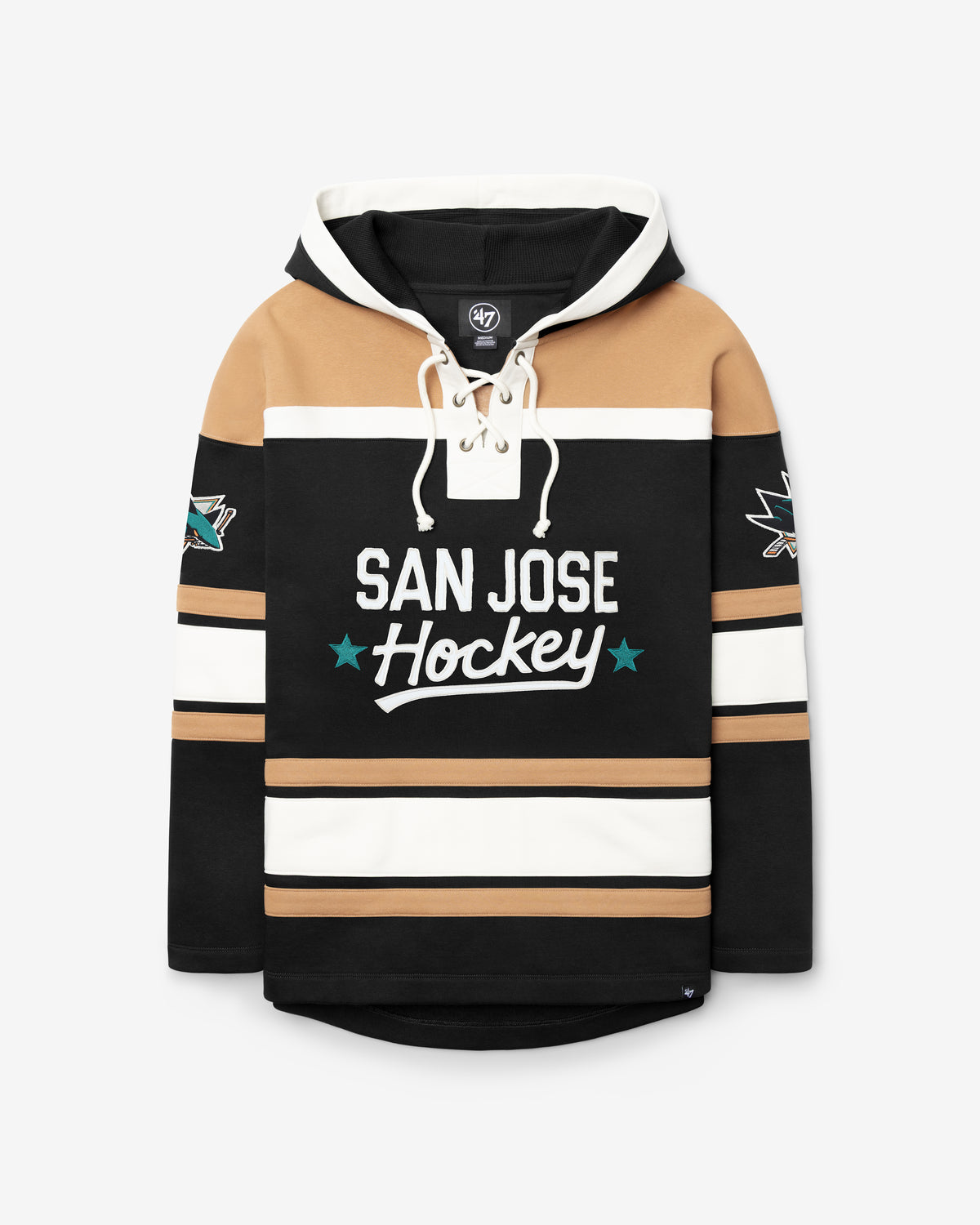 SAN JOSE SHARKS BLOCK SCRIPT SUPERIOR '47 LACER HOOD