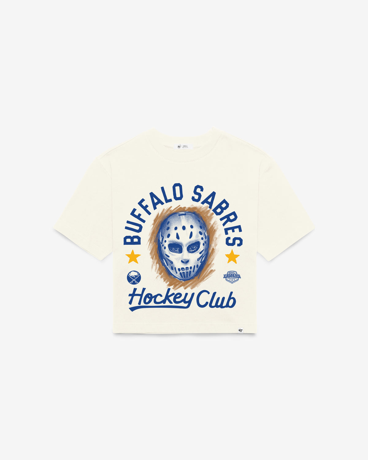 BUFFALO SABRES ARCH MASK '47 FOUNDATION CROP TEE WOMENS