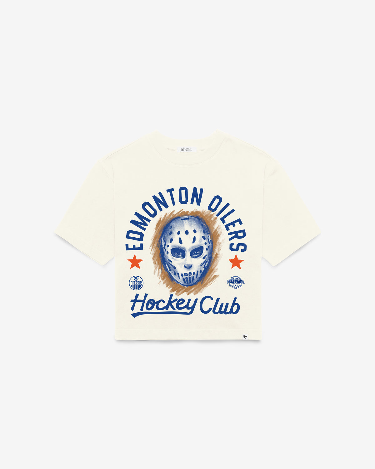 EDMONTON OILERS ARCH MASK '47 FOUNDATION CROP TEE WOMENS