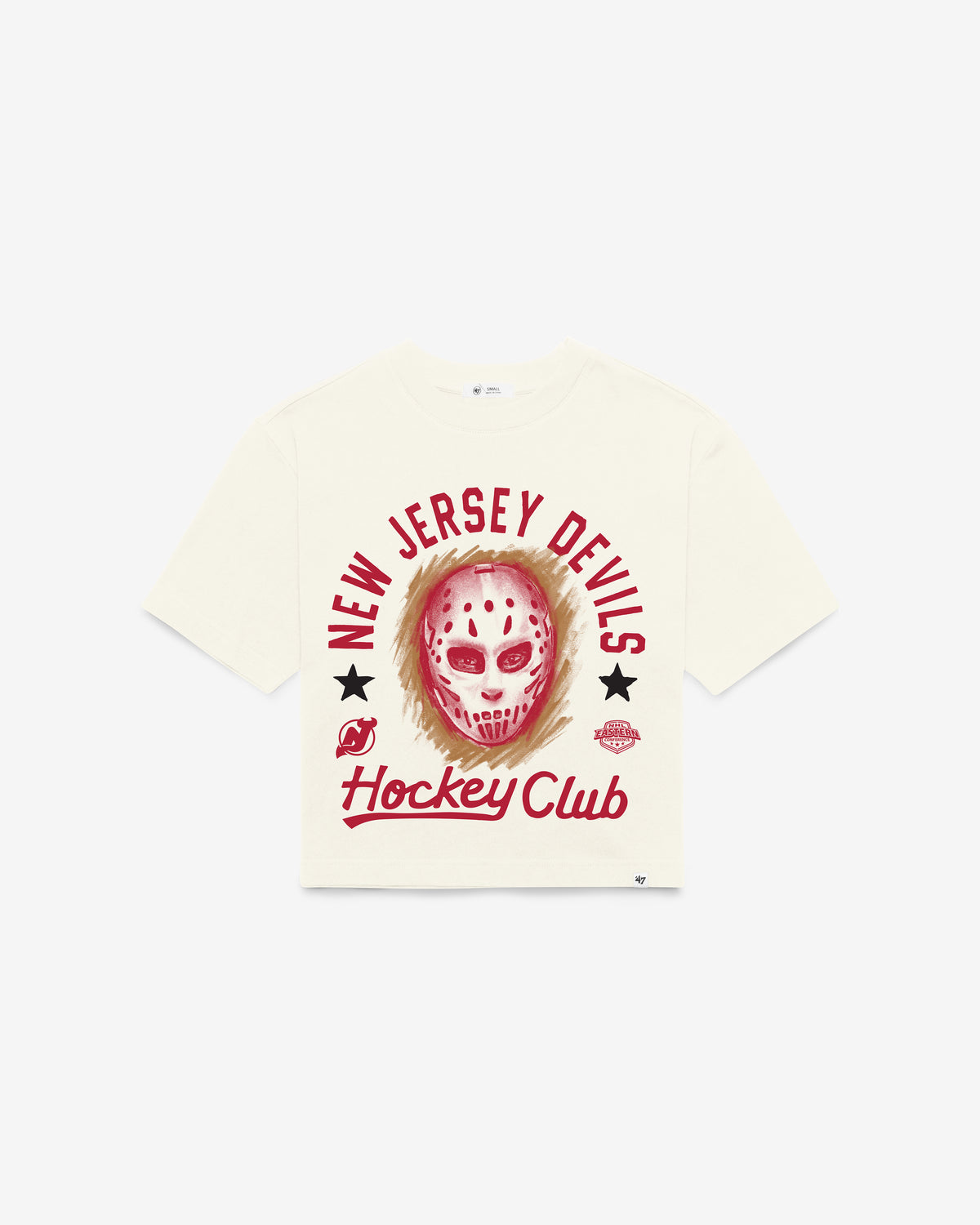 NEW JERSEY DEVILS ARCH MASK '47 FOUNDATION CROP TEE WOMENS