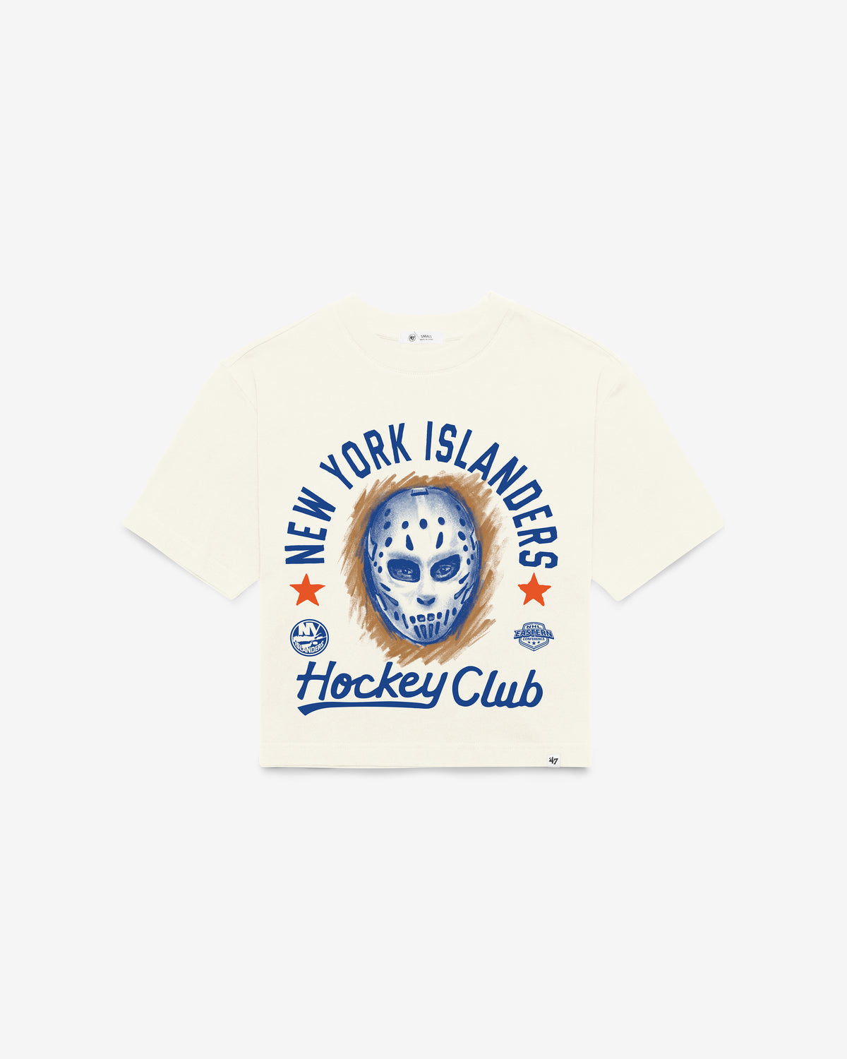 NEW YORK ISLANDERS ARCH MASK '47 FOUNDATION CROP TEE WOMENS