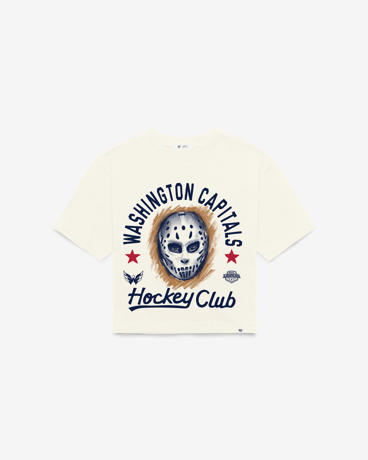 WASHINGTON CAPITALS ARCH MASK '47 FOUNDATION CROP TEE WOMENS