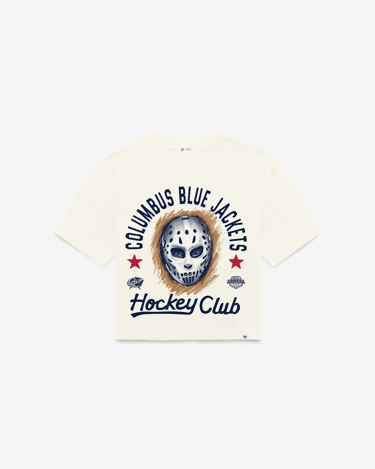 COLUMBUS BLUE JACKETS ARCH MASK '47 FOUNDATION CROP TEE WOMENS