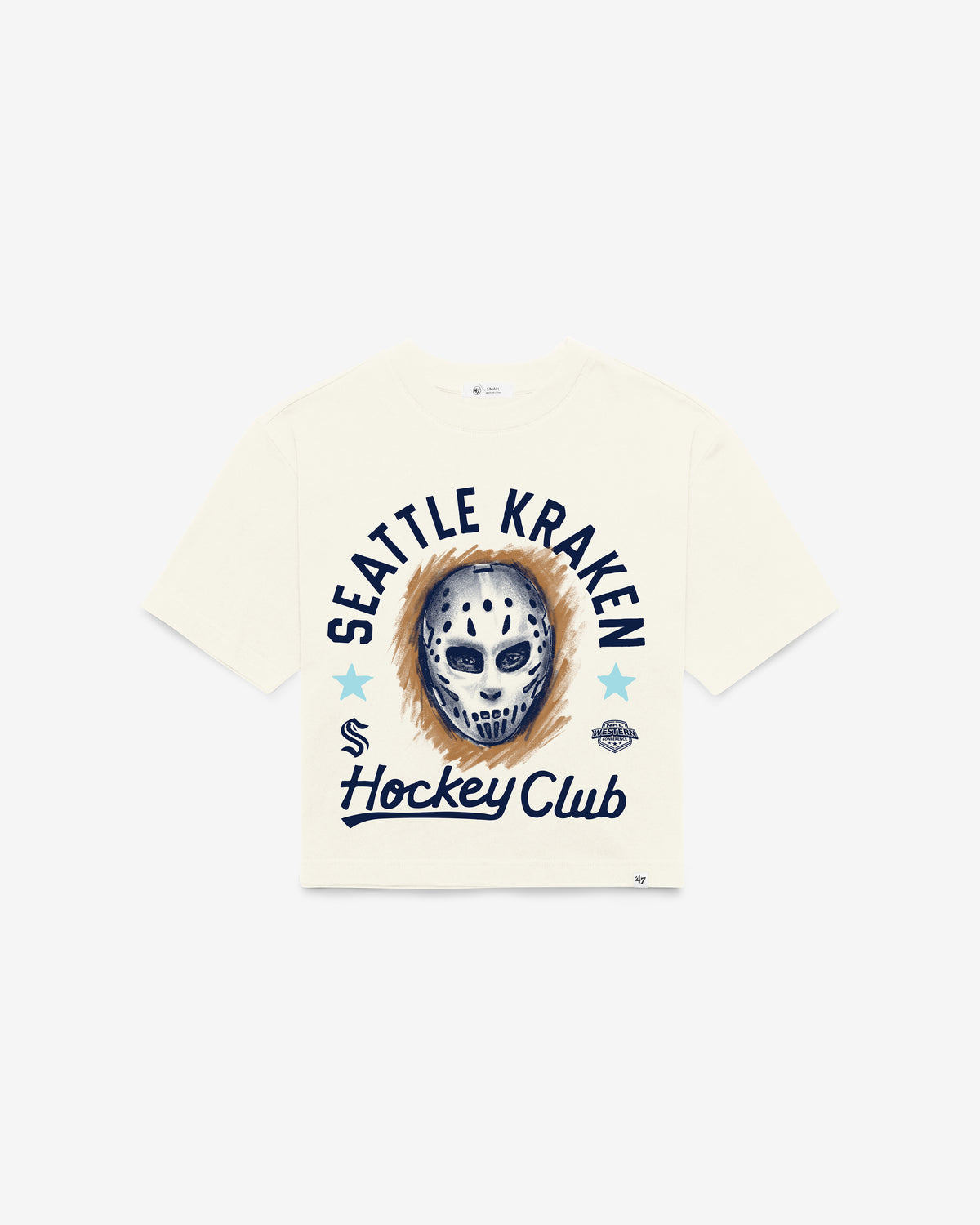 SEATTLE KRAKEN ARCH MASK '47 FOUNDATION CROP TEE WOMENS