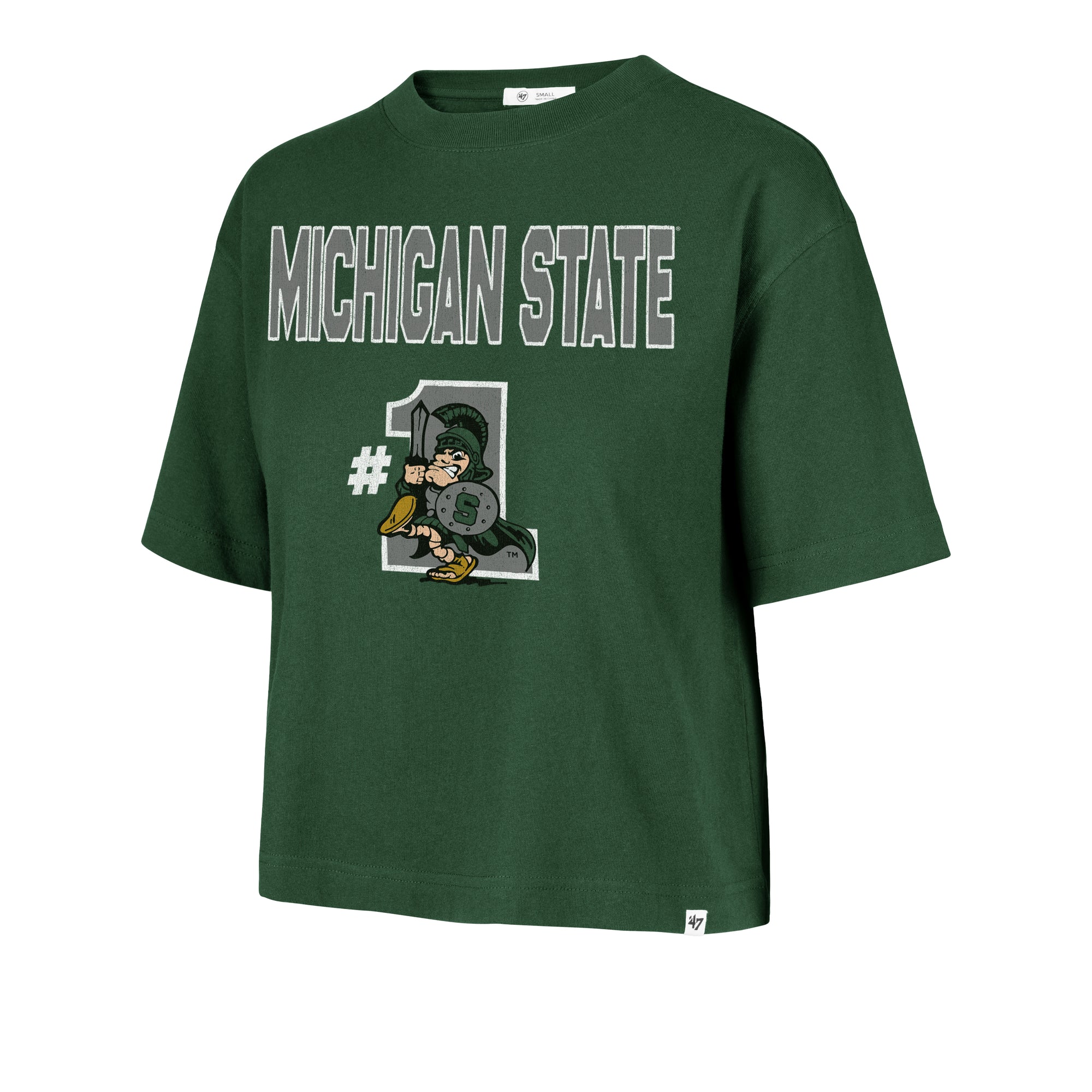 MICHIGAN STATE SPARTANS VINTAGE FIRST RANK '47 FOUNDATION CROP TEE WOMENS