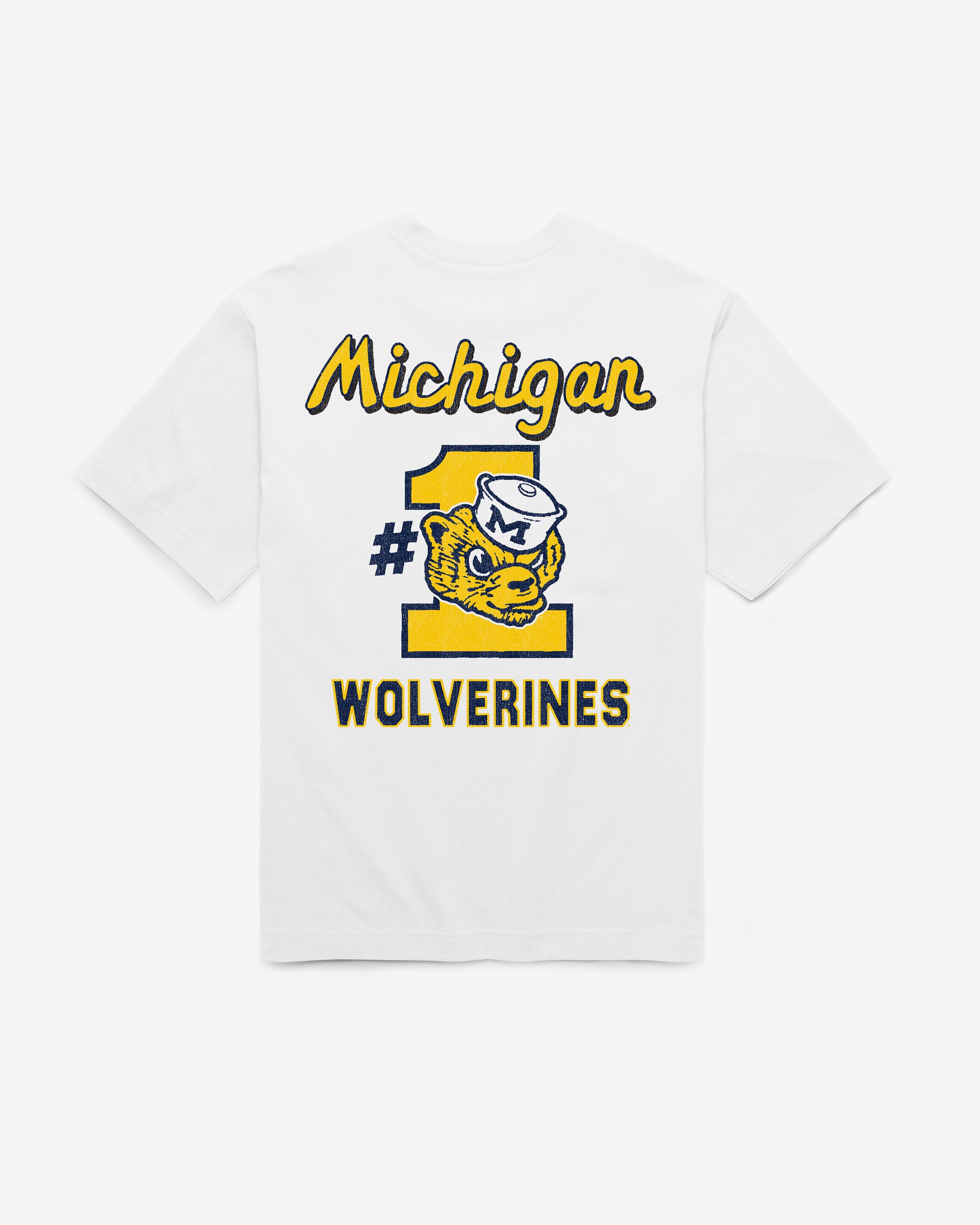 MICHIGAN WOLVERINES VINTAGE CAMPUS MASCOT BACKER '47 FOUNDATION TEE