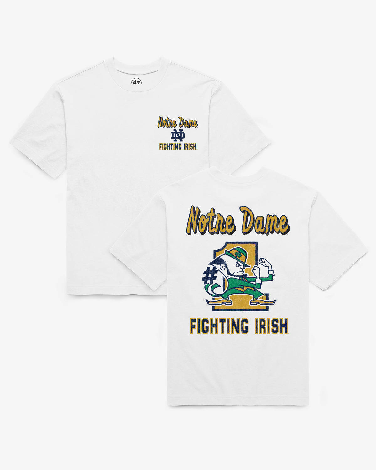 NOTRE DAME FIGHTING IRISH CAMPUS MASCOT BACKER '47 FOUNDATION TEE