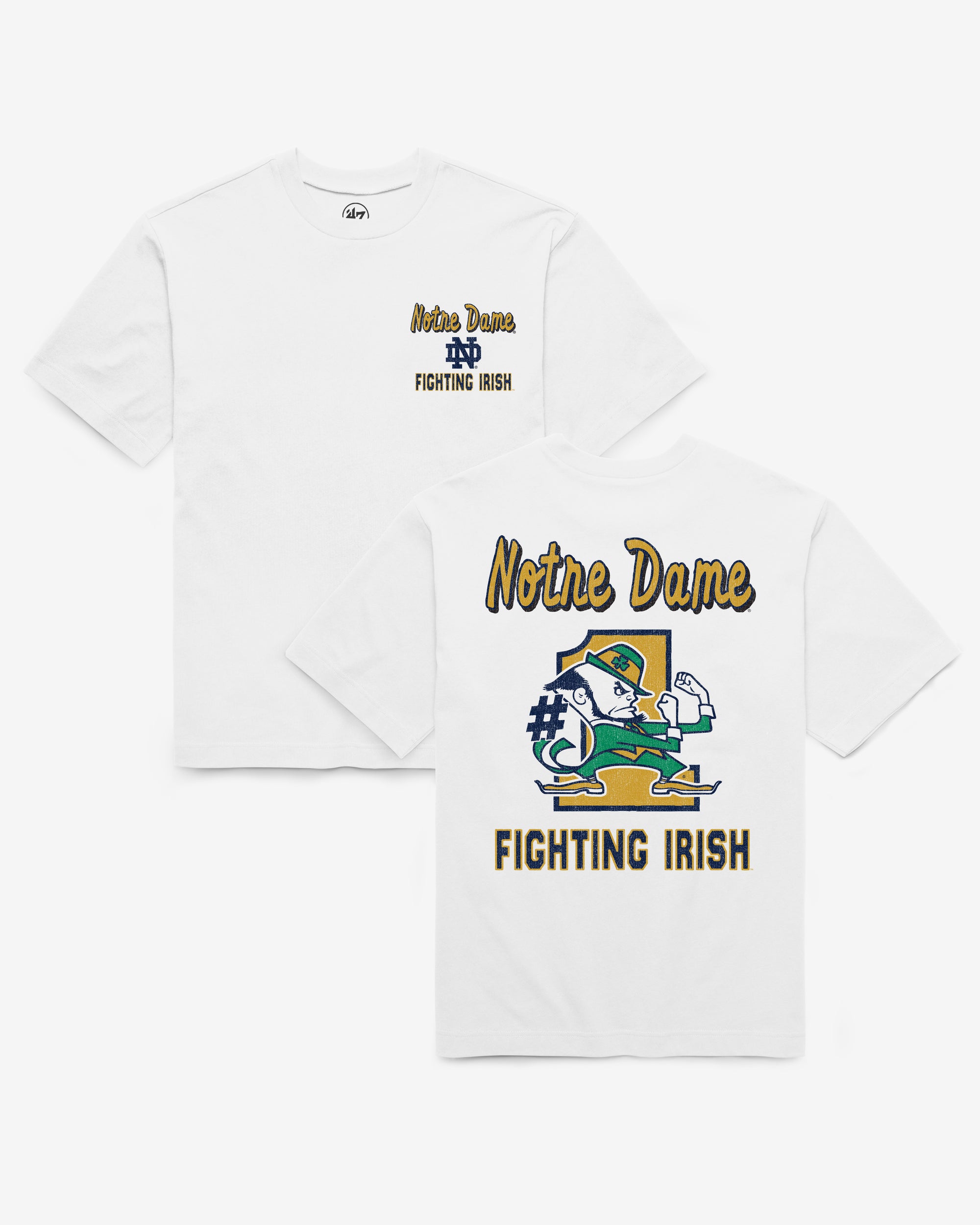 NOTRE DAME FIGHTING IRISH CAMPUS MASCOT BACKER '47 FOUNDATION TEE