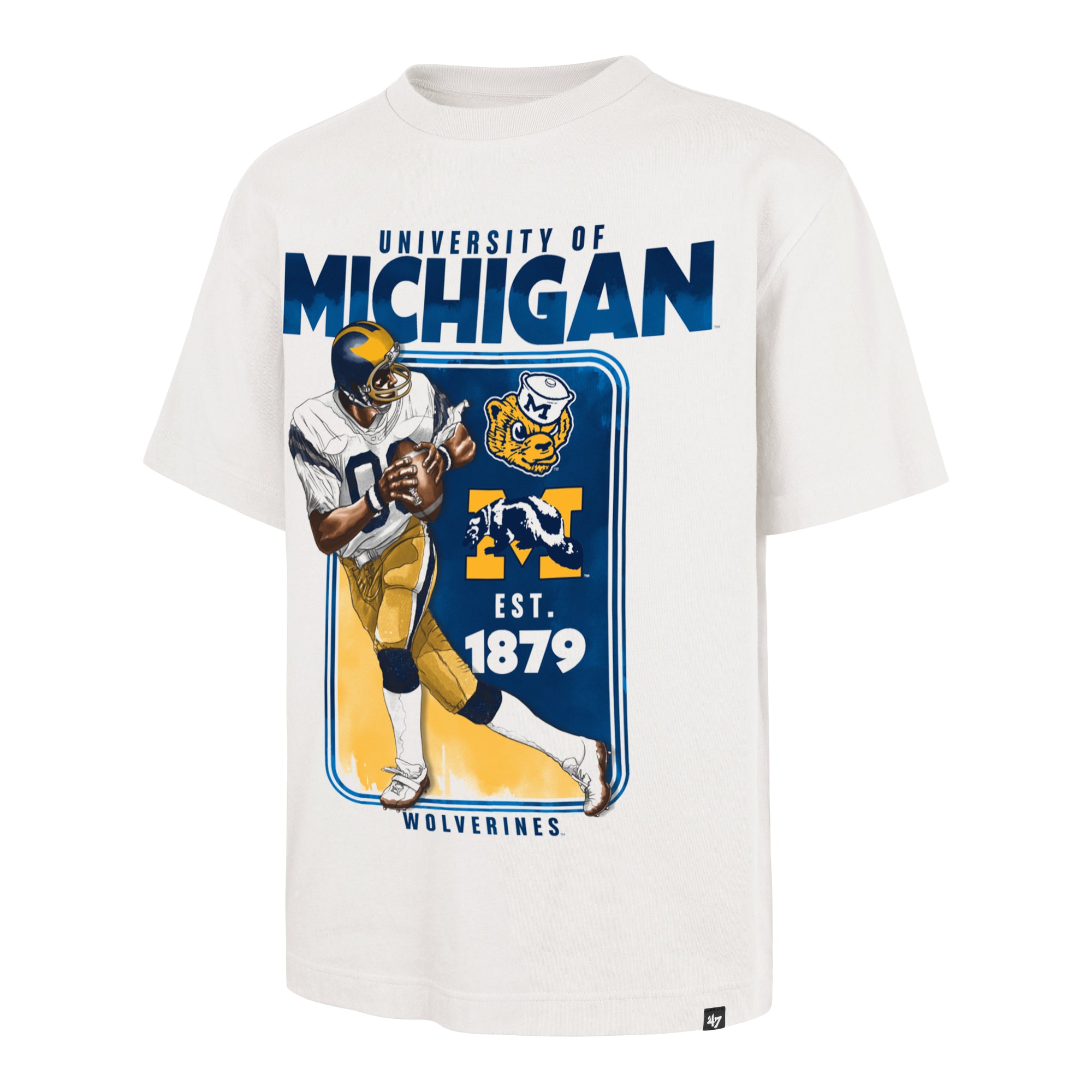 MICHIGAN WOLVERINES VINTAGE PLAYBRUSH '47 FOUNDATION TEE
