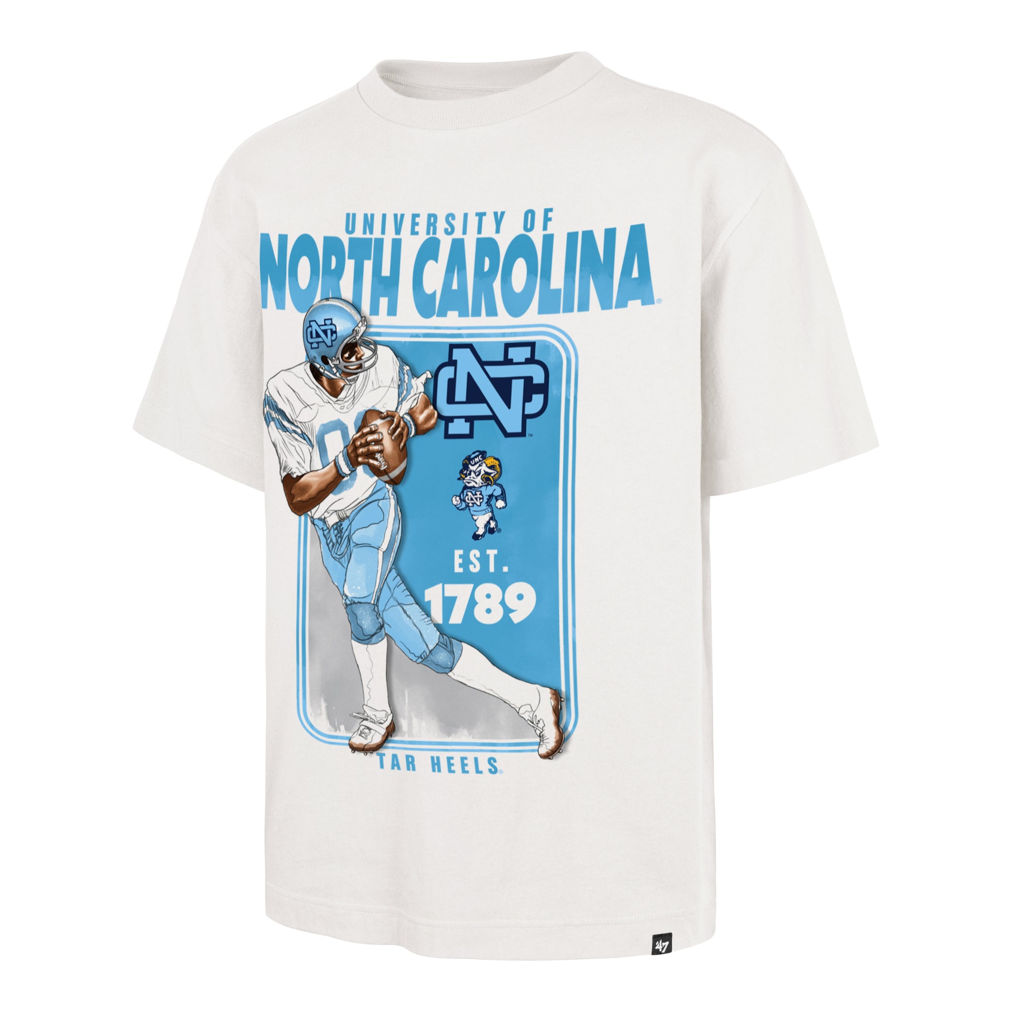 NORTH CAROLINA TAR HEELS UNC VINTAGE PLAYBRUSH '47 FOUNDATION TEE