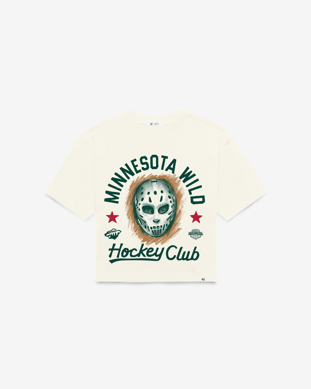 MINNESOTA WILD ARCH MASK '47 FOUNDATION CROP TEE WOMENS