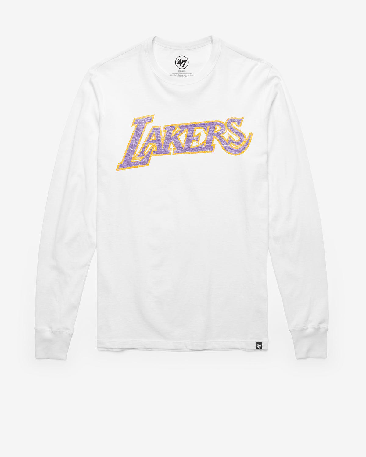 LOS ANGELES LAKERS HARDWOOD CLASSICS WHITE WASH PREMIER '47 FRANKLIN LONG SLEEVE TEE