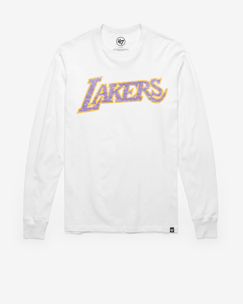 LOS ANGELES LAKERS HARDWOOD CLASSICS WHITE WASH PREMIER '47 FRANKLIN LONG SLEEVE TEE