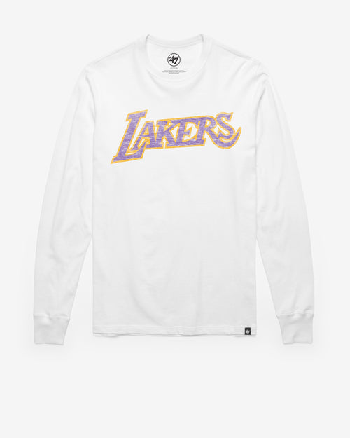 LOS ANGELES LAKERS HARDWOOD CLASSICS WHITE WASH PREMIER '47 FRANKLIN LONG SLEEVE TEE