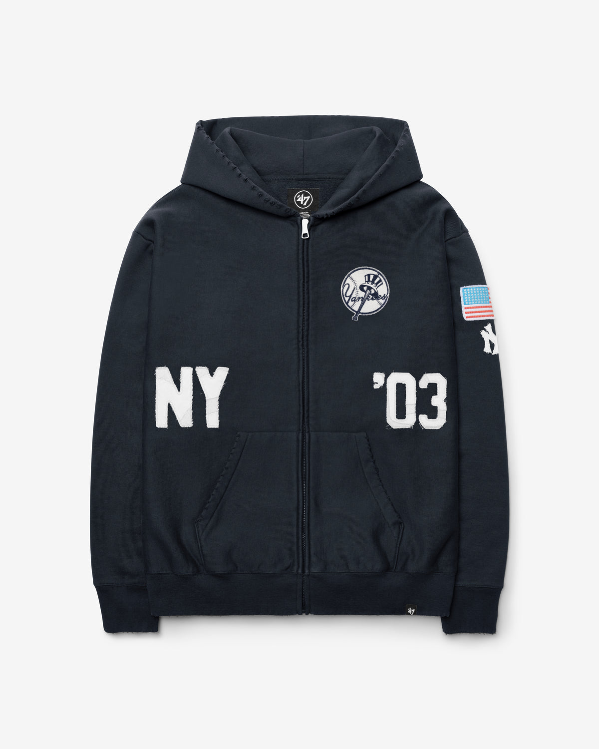 NEW YORK YANKEES COOPERSTOWN FIRST NINE DISTRESSED '47 FULL ZIP HOOD
