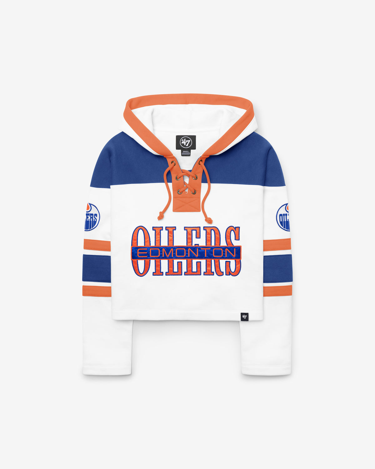 EDMONTON OILERS CUT THRU CROPPED '47 WOMEN'S SUPERIOR LACER HOOD