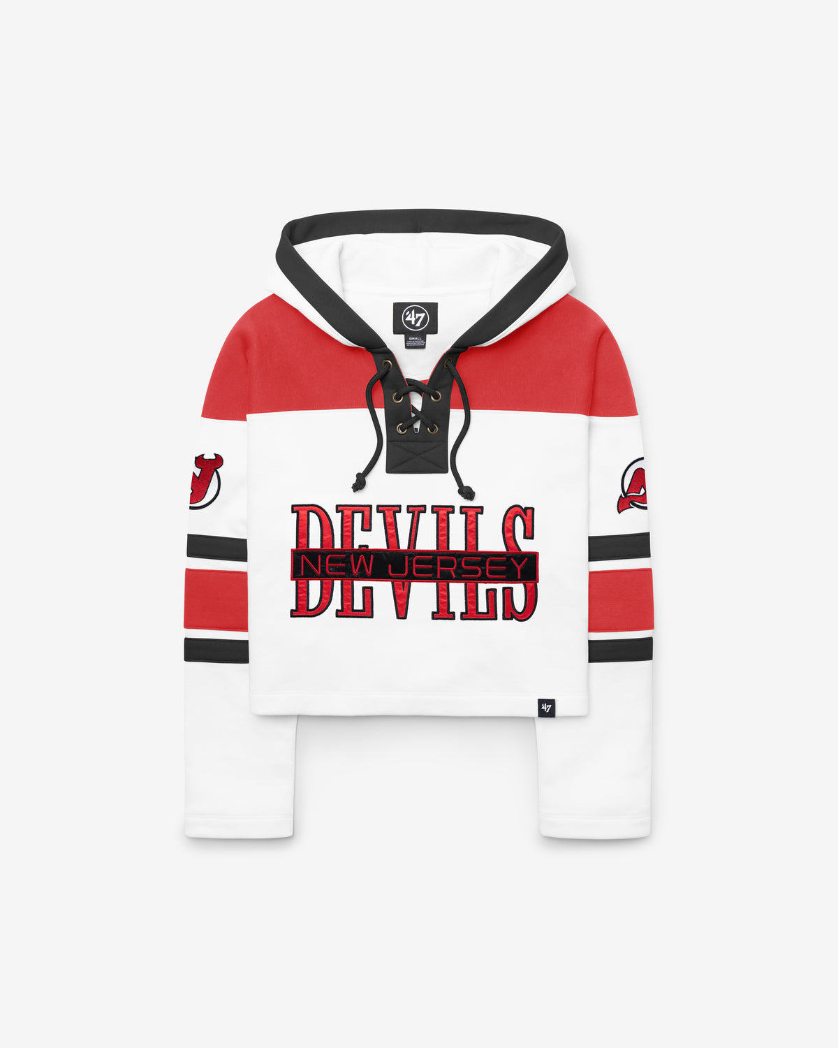 NEW JERSEY DEVILS CUT THRU CROPPED '47 WOMEN'S SUPERIOR LACER HOOD
