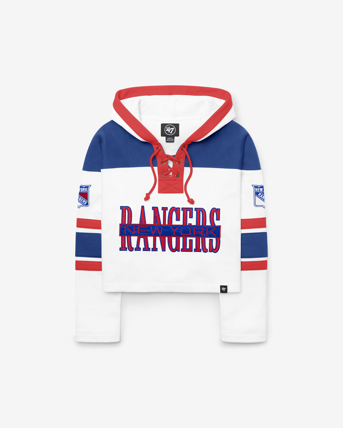 NEW YORK RANGERS CUT THRU CROPPED '47 WOMEN'S SUPERIOR LACER HOOD