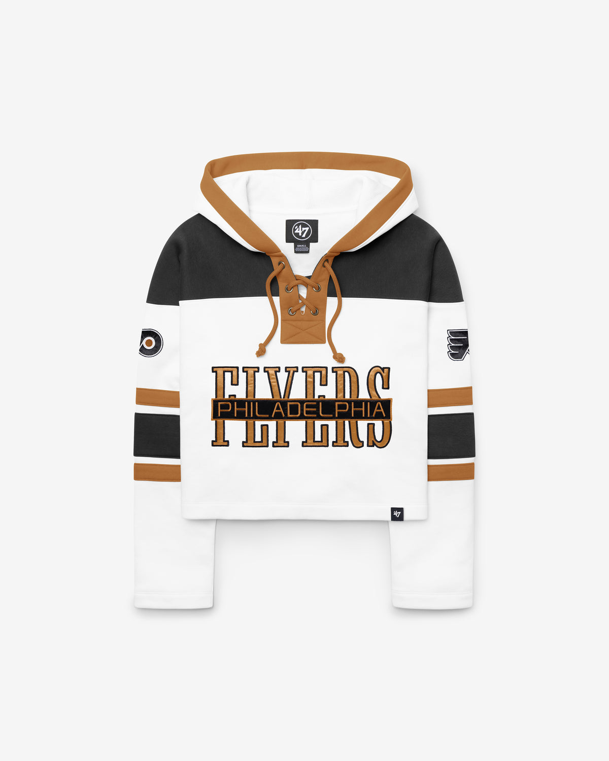 PHILADELPHIA FLYERS CUT THRU CROPPED '47 WOMEN'S SUPERIOR LACER HOOD