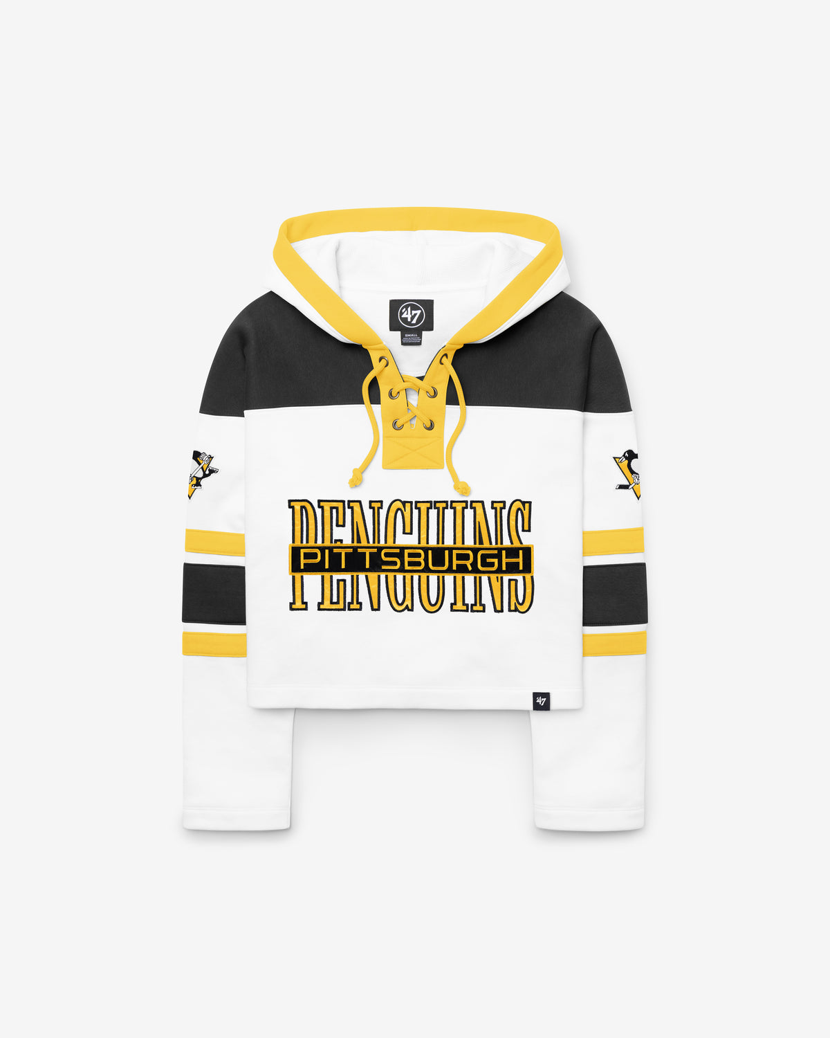 PITTSBURGH PENGUINS CUT THRU CROPPED '47 WOMEN'S SUPERIOR LACER HOOD
