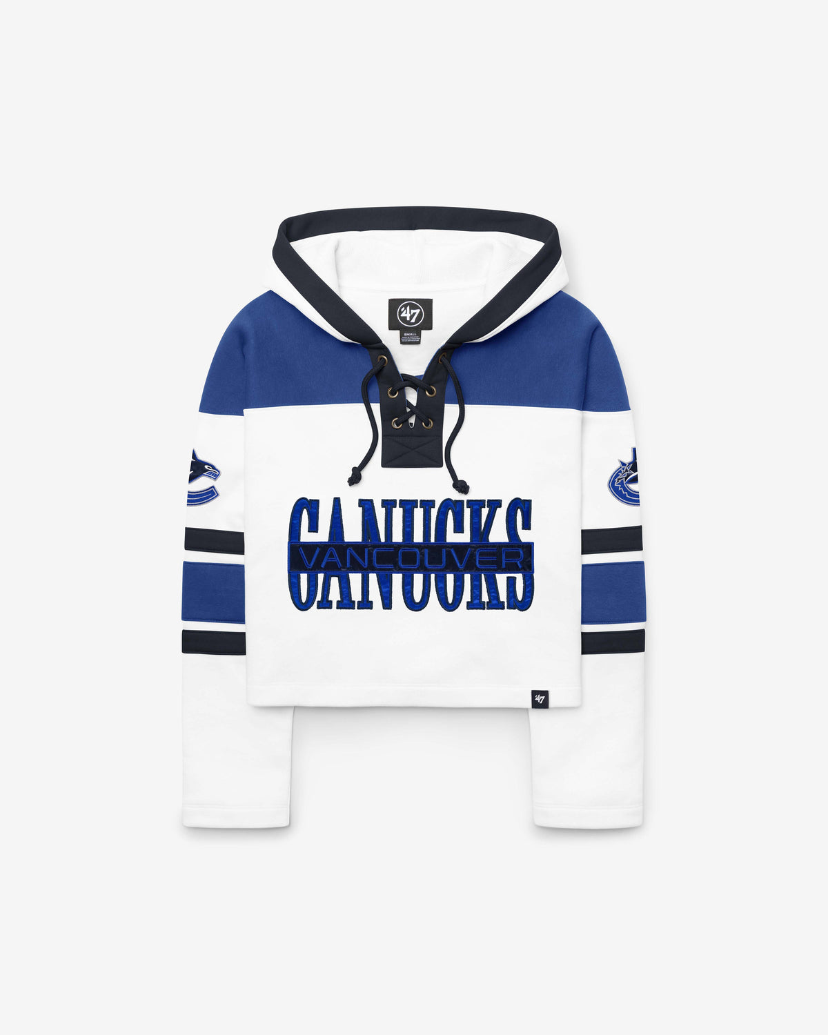 VANCOUVER CANUCKS CUT THRU CROPPED '47 WOMEN'S SUPERIOR LACER HOOD