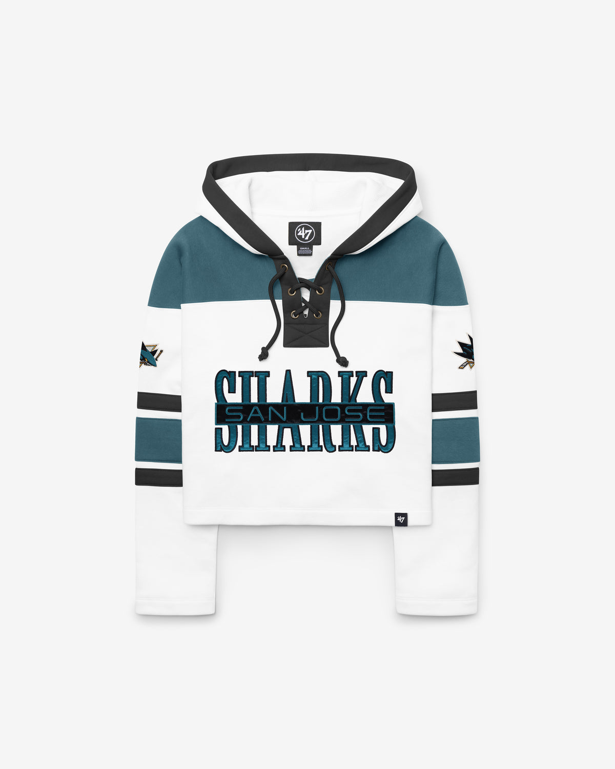 SAN JOSE SHARKS CUT THRU CROPPED '47 WOMEN'S SUPERIOR LACER HOOD