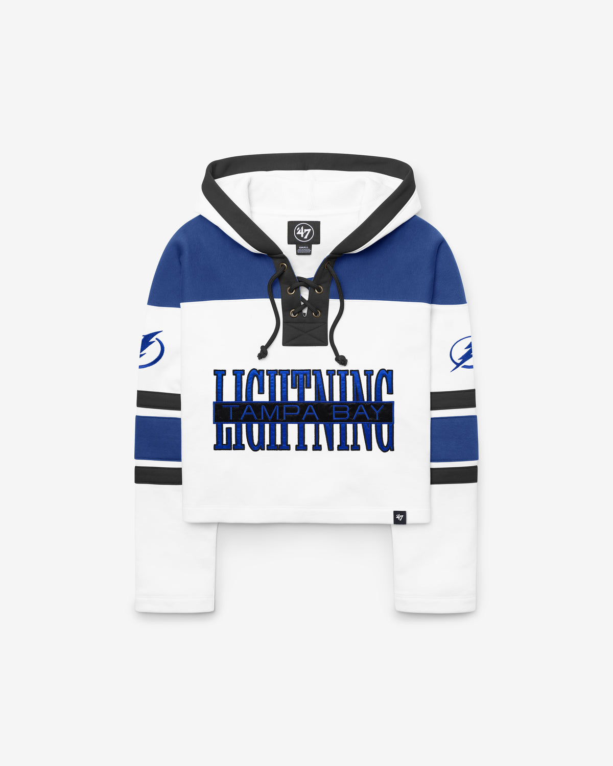 TAMPA BAY LIGHTNING CUT THRU CROPPED '47 WOMEN'S SUPERIOR LACER HOOD