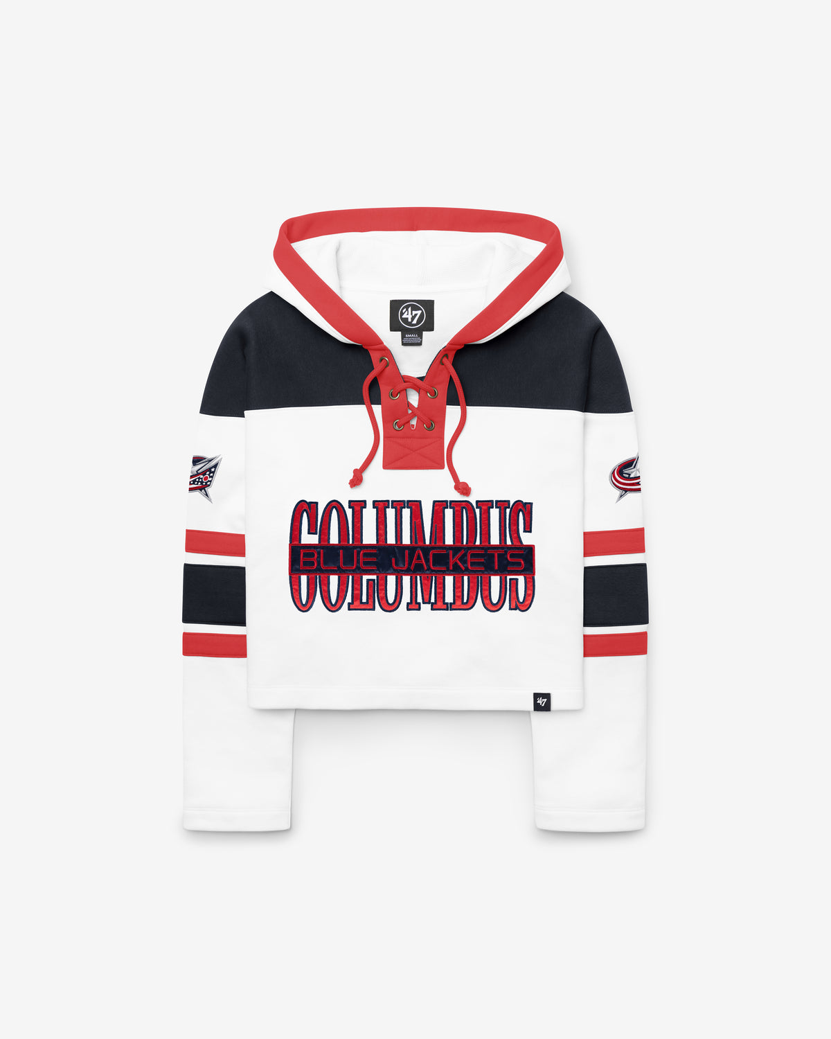 COLUMBUS BLUE JACKETS CUT THRU CROPPED '47 WOMEN'S SUPERIOR LACER HOOD
