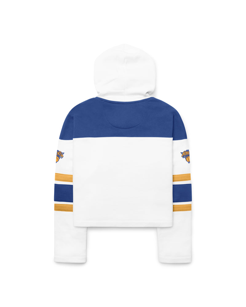 NEW YORK KNICKS CUT THRU CROPPED SUPERIOR '47 WOMEN'S LACER HOOD