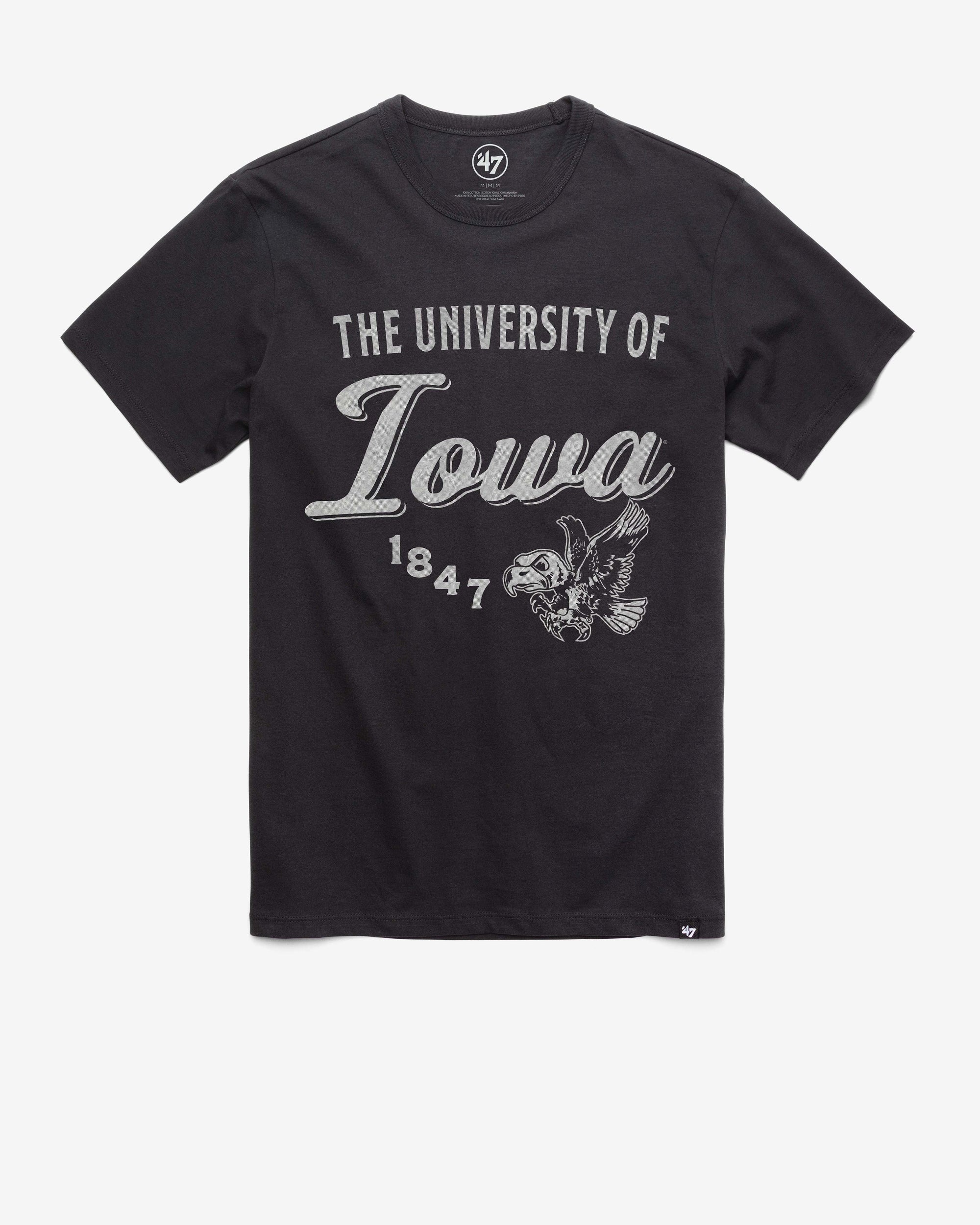 IOWA HAWKEYES VINTAGE DIAG SCRIPT '47 FRANKLIN TEE
