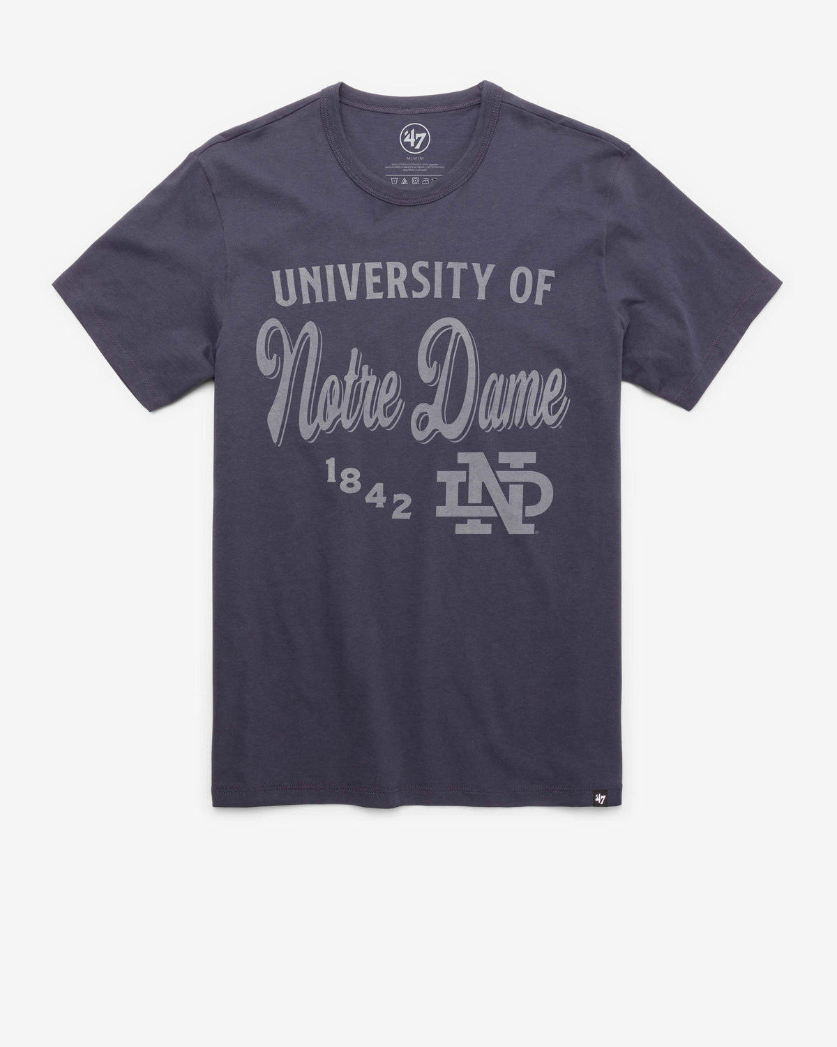 NOTRE DAME FIGHTING IRISH VINTAGE DIAG SCRIPT '47 FRANKLIN TEE