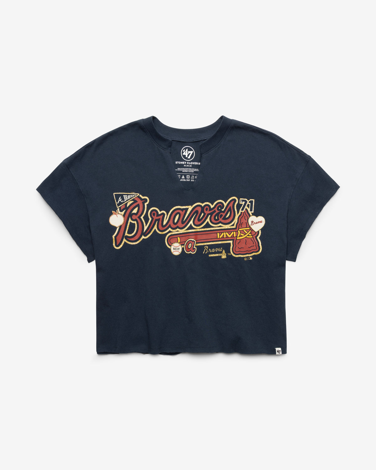 ATLANTA BRAVES STONEY CLOVER LANE X '47 OVERSIZED NOTCH NECK TEE WOMENS