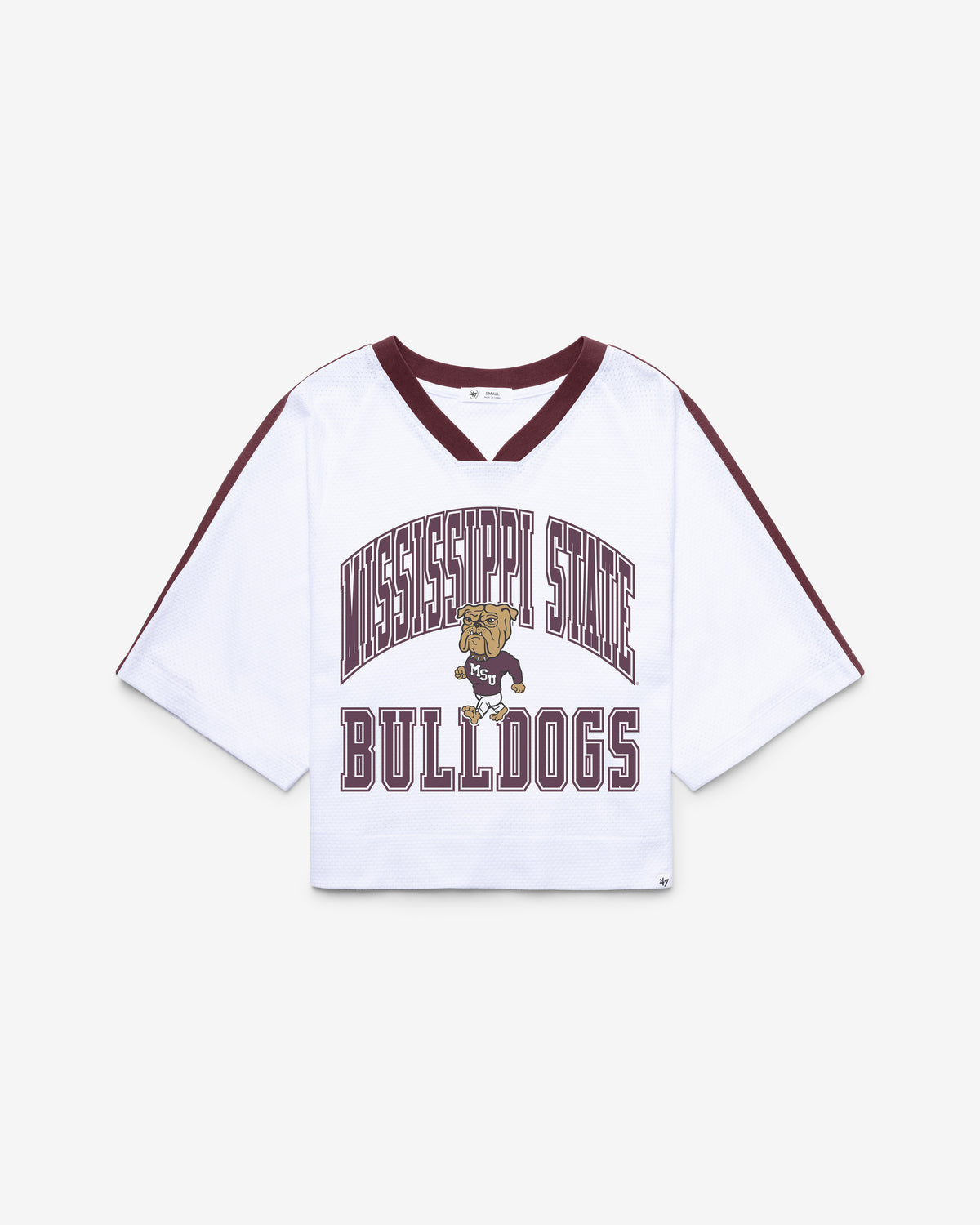 MISSISSIPPI STATE BULLDOGS VINTAGE BIG OVERARCH '47 WOMEN'S DROP NEEDLE RAGLAN JERSEY